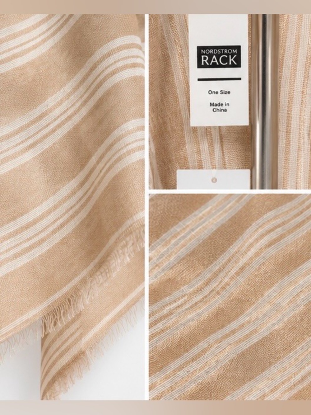 Nordstrom Beige & White Striped Gauze Ruana Cover-Up | One Size | NWT 🤎🏝️ - Picture 8 of 8
